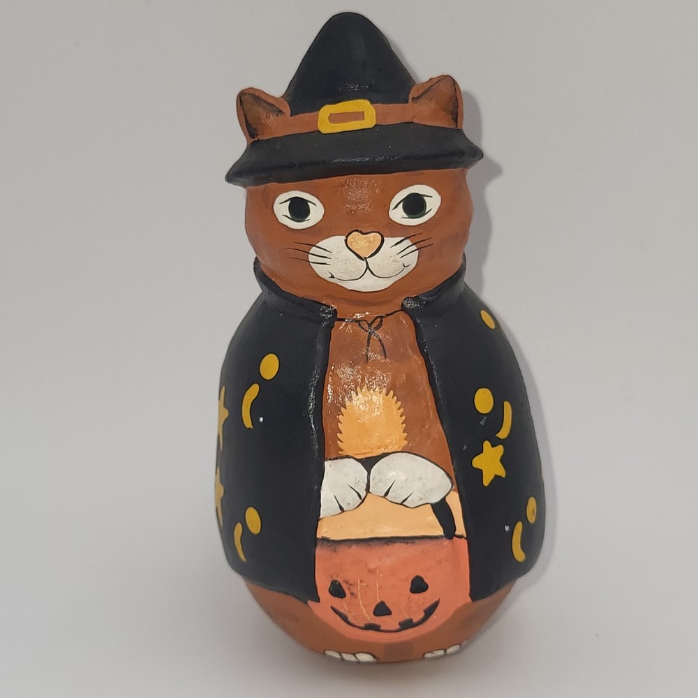 Vintage Midwest Cannon Falls Cat Witch Figurine Resin Halloween Cat